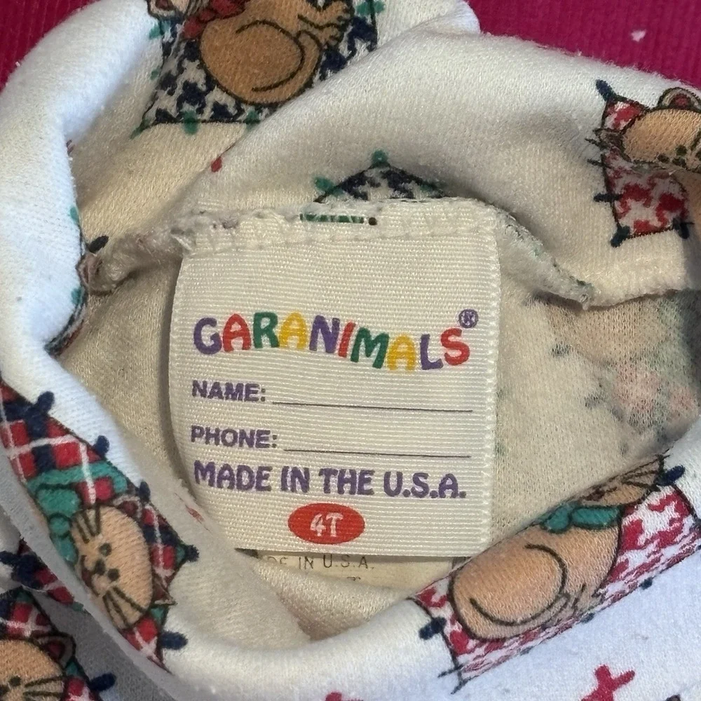 Rainbow tag VTG Garanimals Girls Turtleneck & Corduroys Cats AOP 90s 1997 4T